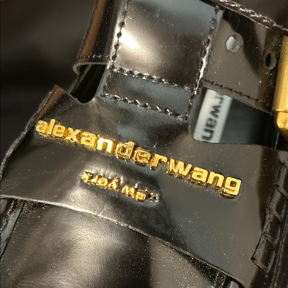 Alexander Wang Glossy Black Boots with Gold Hardware - Picture 3 of 5